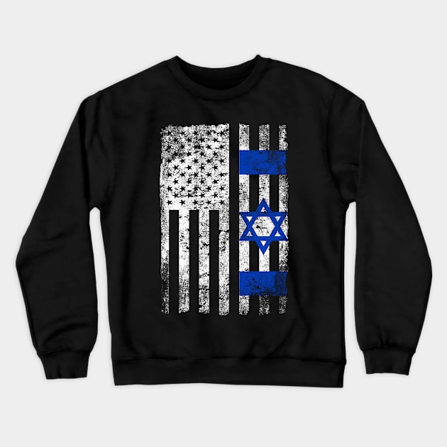 Israel US Flag Retro Israeli Crewneck Sweatshirt by shirtsyoulike